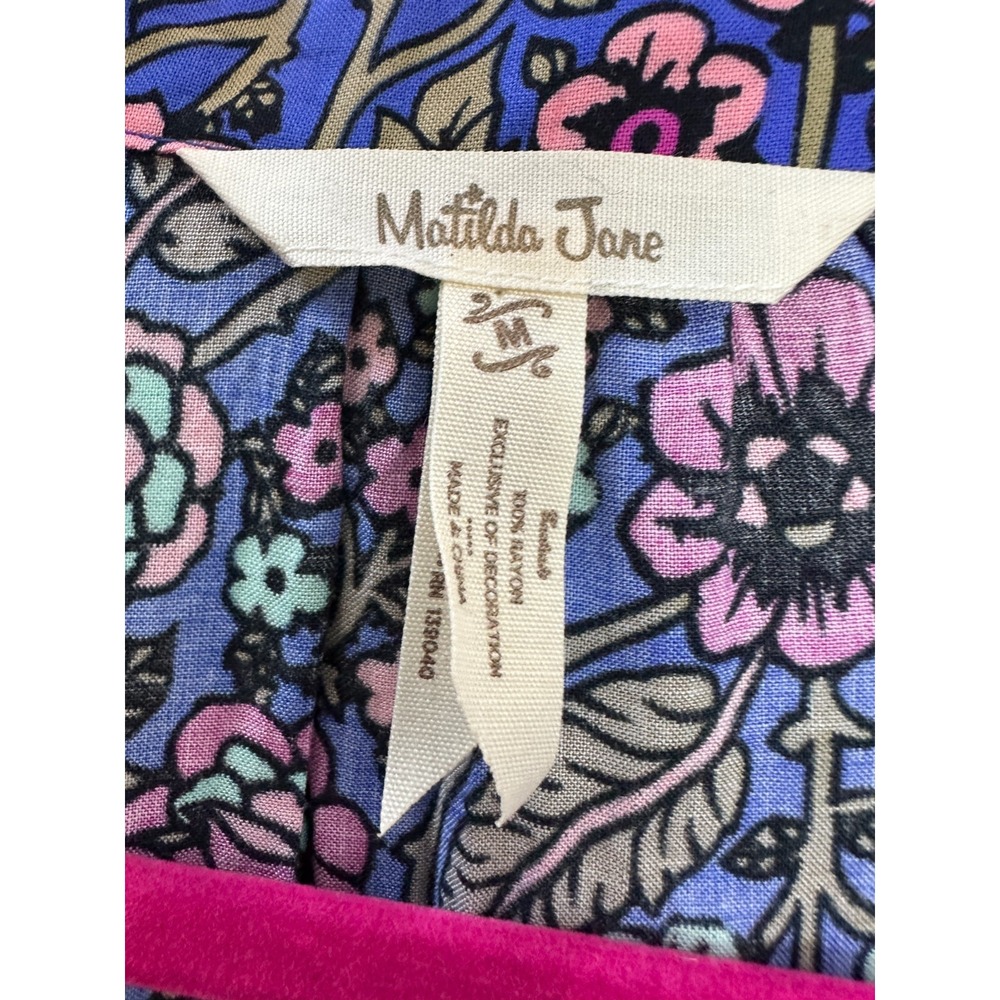 Matilda Jane Thoughts and Dreams Boho Floral Tunic Dress Purple Blue Size Medium - Picture 6 of 9